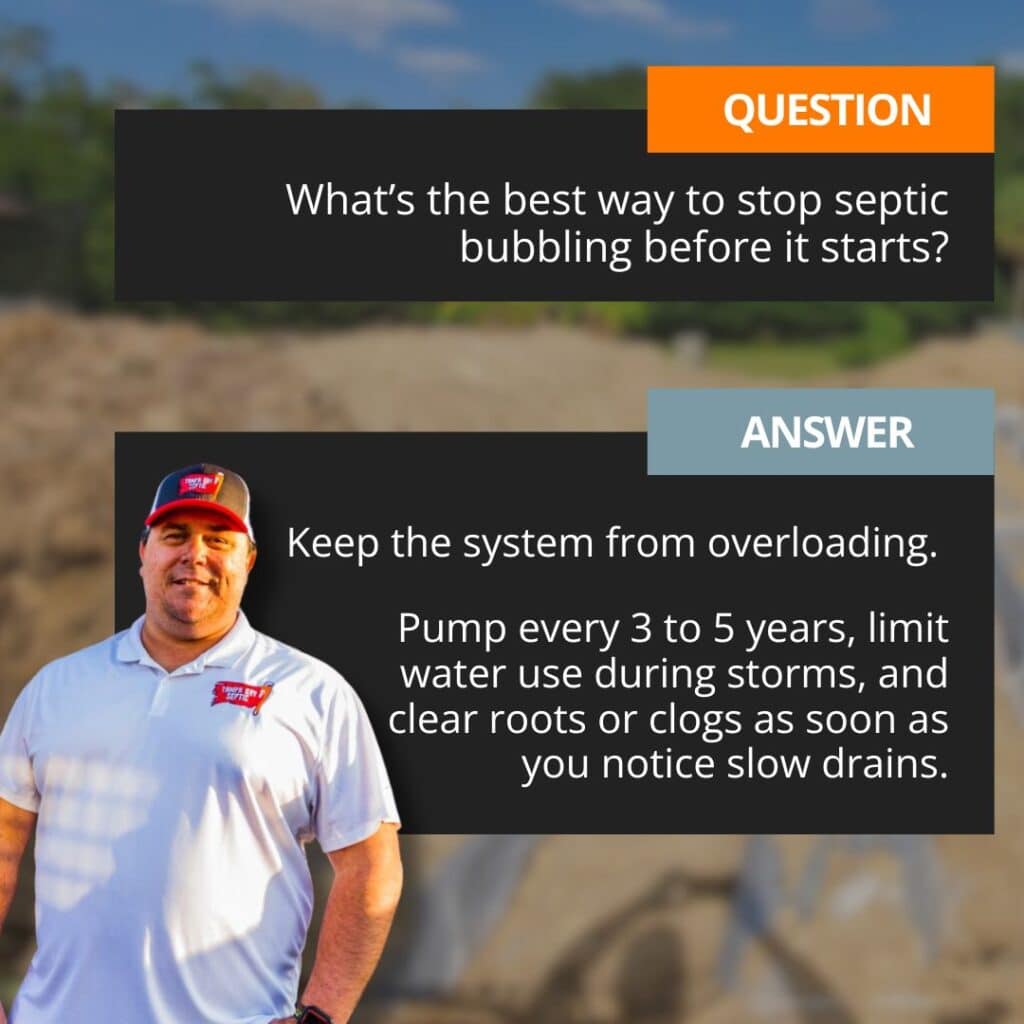 how to prevent toilet bubbling septic