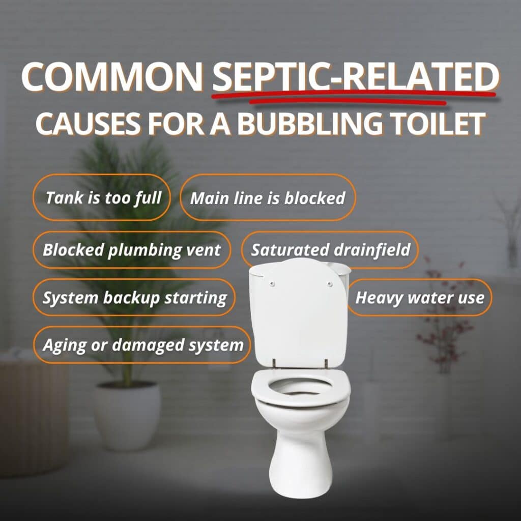 why is my toilet bubbling septic